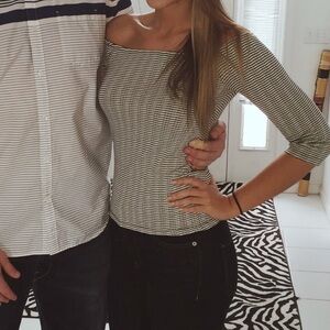 Striped Black and White Women's Top